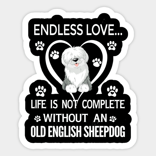 Old English Sheepdog Tshirt Sticker by bienvaem